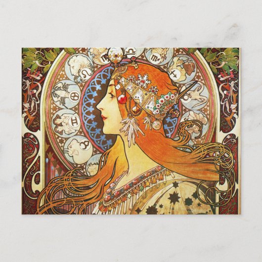 Alphonse Mucha La Plume Zodiac Art  Briefkaart (Voorkant)