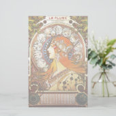 Alphonse Mucha La Plume Zodiac Art  Briefpapier (Staand voorkant)