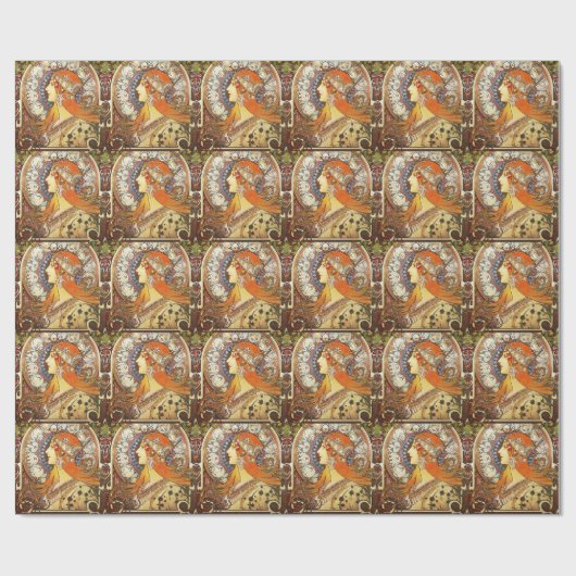 Alphonse Mucha La Plume Zodiac Art  Cadeaupapier (Vlak)