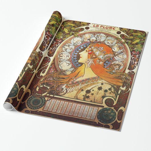 Alphonse Mucha La Plume Zodiac Art  Cadeaupapier (Uitgerold)