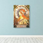 Alphonse Mucha La Plume Zodiac Art  Canvas Afdruk (Insitu (Houten vloer))