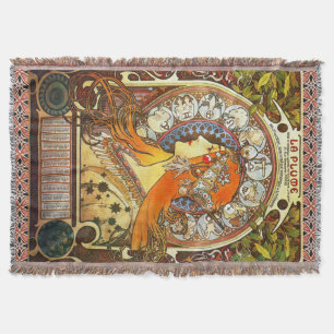 Alphonse Mucha La Plume Zodiac Art Deken