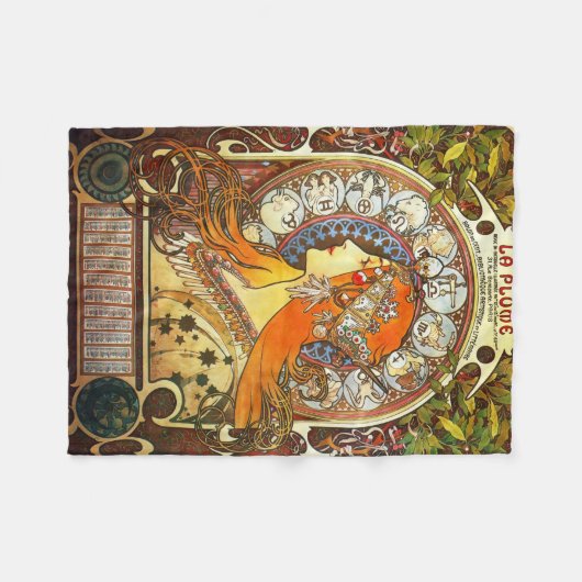 Alphonse Mucha La Plume Zodiac Art  Fleece Deken (Voorkant (Horizontaal))