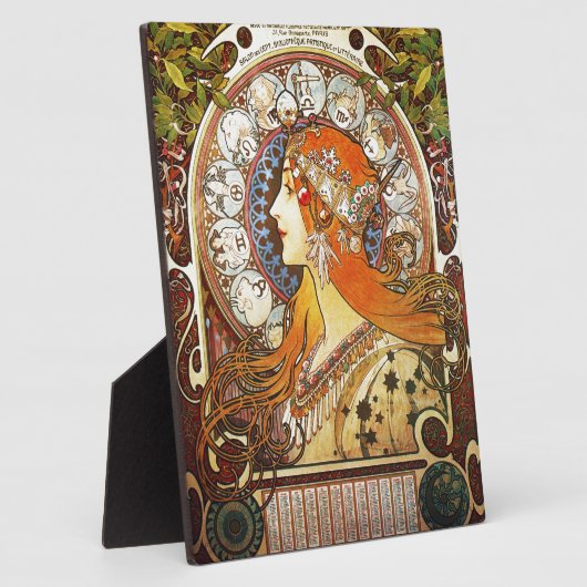 Alphonse Mucha La Plume Zodiac Art Fotoplaat (Zijkant)