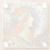 Alphonse Mucha La Plume Zodiac Art Glazen Onderzetter (Achterkant)