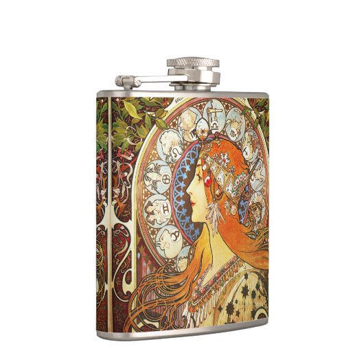 Alphonse Mucha La Plume Zodiac Art  Heupfles (Rechts)