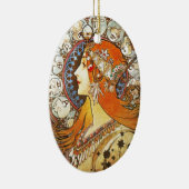 Alphonse Mucha La Plume Zodiac Art  Keramisch Ornament (Rechts)