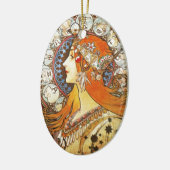Alphonse Mucha La Plume Zodiac Art  Keramisch Ornament (Links)