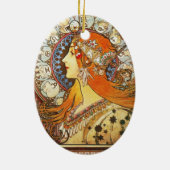 Alphonse Mucha La Plume Zodiac Art  Keramisch Ornament (Achterkant)