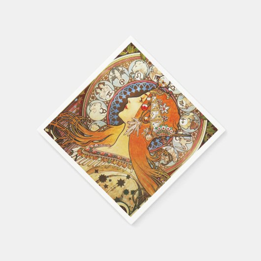 Alphonse Mucha La Plume Zodiac Art  Servetten (Hoek)