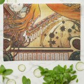 Alphonse Mucha La Plume Zodiac Art Theedoek (Gevouwen)