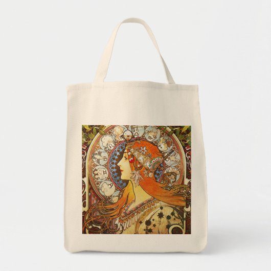 Alphonse Mucha La Plume Zodiac Art Tote Bag (Voorkant)