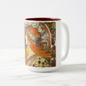 Alphonse Mucha La Plume Zodiac Art  Tweekleurige Koffiemok (Voorkant rechts)