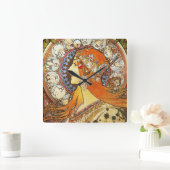 Alphonse Mucha La Plume Zodiac Art Vierkante Klok (Huis)