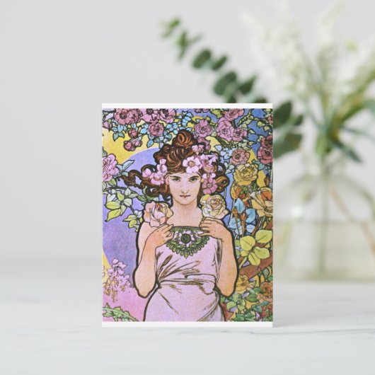 Alphonse Mucha. La Roos/Roos, 1897 Briefkaart (Staand voorkant)