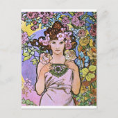 Alphonse Mucha. La Roos/Roos, 1897 Briefkaart (Voorkant)