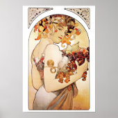 Alphonse Mucha Lady met fruit Poster (Voorkant)