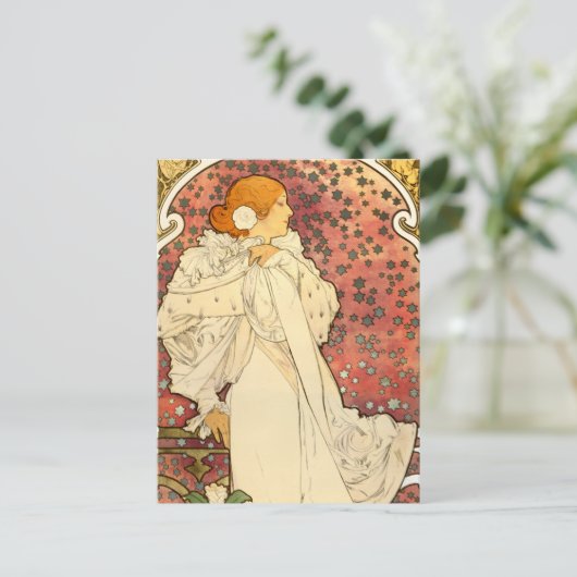 Alphonse Mucha Lady van het Briefkaart van Camelia (Staand voorkant)
