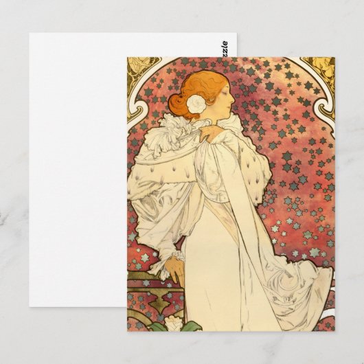 Alphonse Mucha Lady van het Briefkaart van Camelia (Voorkant / Achterkant)