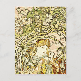 Alphonse Mucha - Lady With Daisy 1898 Briefkaart