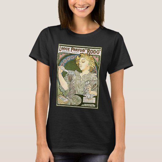 Alphonse Mucha Lance Parfum Rodo, Nouveau Fine T-shirt (Voorkant)