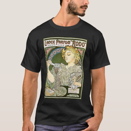 Alphonse Mucha Lance Parfum Rodo, Nouveau Fine T-shirt (Voorkant)