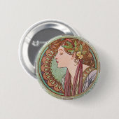 Alphonse Mucha Laurel Art Nouveau Button Pin (Voorkant /achterkant)