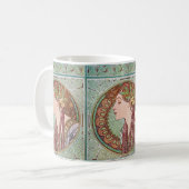 Alphonse Mucha Laurel Art Nouveau Coffee Tea Mok (Voorkant links)