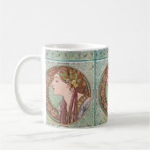 Alphonse Mucha Laurel Art Nouveau Coffee Tea Mok (Links)