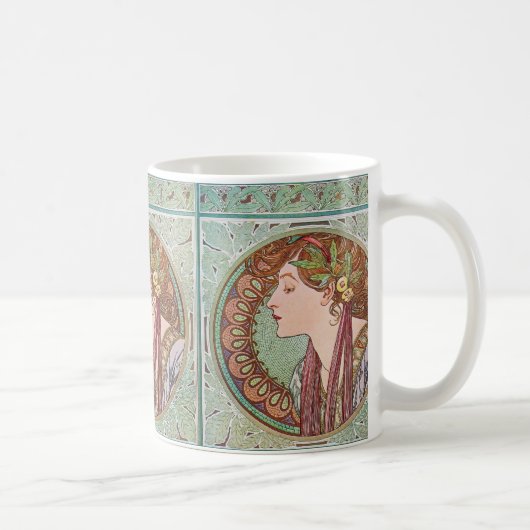 Alphonse Mucha Laurel Art Nouveau Coffee Tea Mok (Rechts)