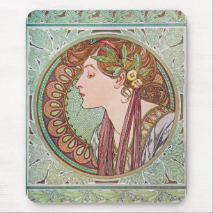 Alphonse Mucha Laurel Art Nouveau Mousepad Muismat