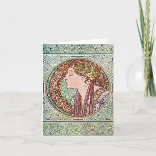 Alphonse Mucha Laurel Art Nouveau Note Cards V Kaart (Voorkant)