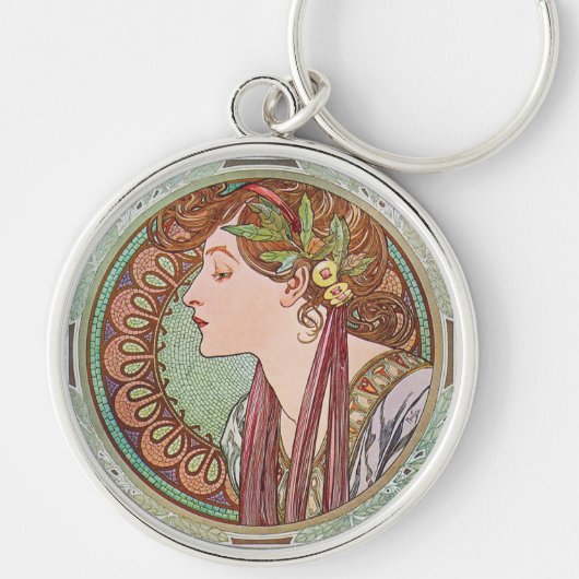 Alphonse Mucha Laurel Art Nouveau Sleutelhanger (Voorkant)