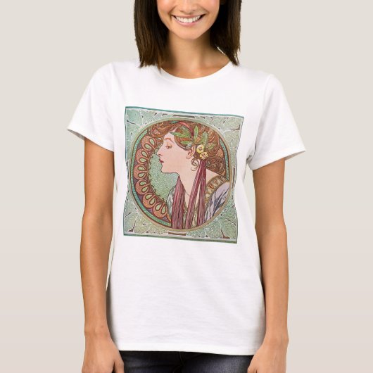Alphonse Mucha Laurel Art Nouveau Top T-shirt (Voorkant)