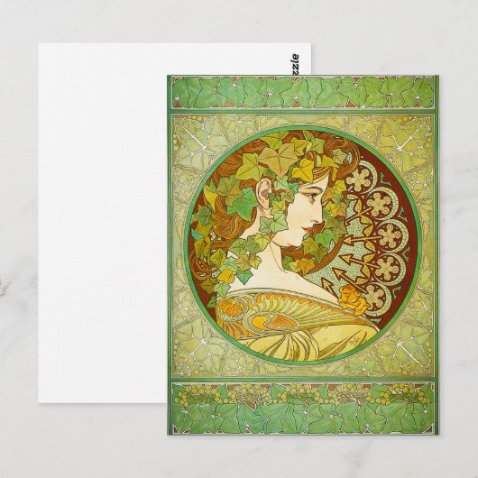 Alphonse Mucha Laurel Briefkaart (Voorkant / Achterkant)