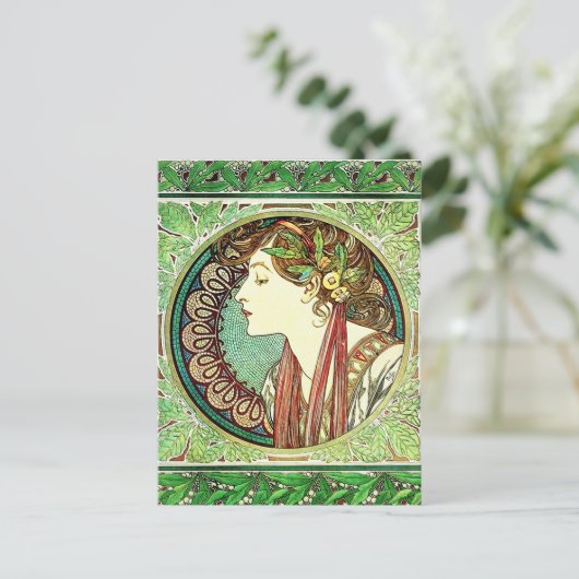 Alphonse Mucha Laurel Briefkaart (Staand voorkant)