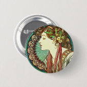 Alphonse Mucha Laurel Button (Voorkant /achterkant)