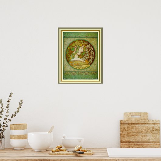 Alphonse Mucha Laurel Leaves 16 x 20 Poster (Keuken)