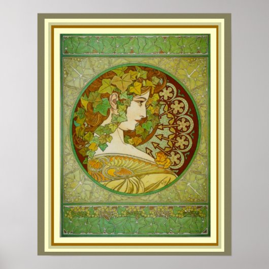 Alphonse Mucha Laurel Leaves 16 x 20 Poster (Voorkant)