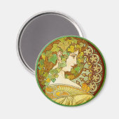 Alphonse Mucha Laurel Magnet (Voorkant / Achterkant)