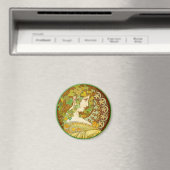 Alphonse Mucha Laurel Magnet (Insitu (Vaatwasser))