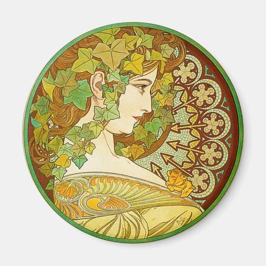 Alphonse Mucha Laurel Magnet (Voorkant)