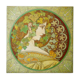 Alphonse Mucha Laurel Tile Tegeltje