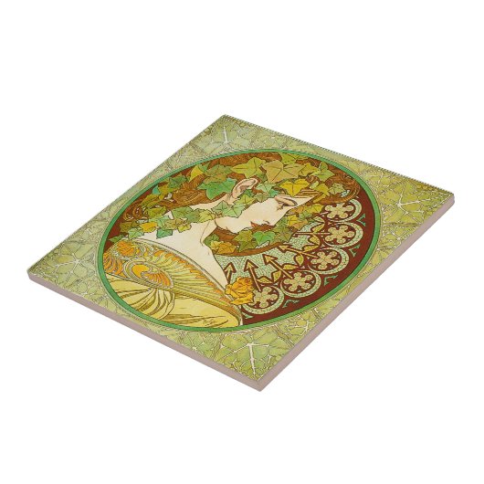 Alphonse Mucha Laurel Tile Tegeltje (Zijkant)