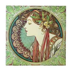 Alphonse Mucha Laurel Tile Tegeltje