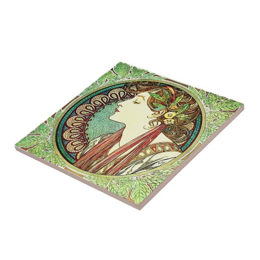 Alphonse Mucha Laurel Tile Tegeltje (Zijkant)