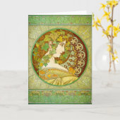 Alphonse Mucha Laurel Wenskaart Kaart (Gele Bloem)