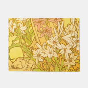 Alphonse Mucha Lelie Bloemen Patroon: Art Nouveau Deurmat