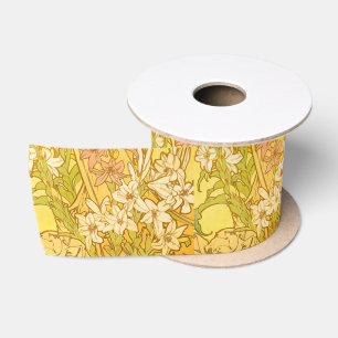 Alphonse Mucha Lelie Bloemen Patroon: Art Nouveau Satijnen Lint