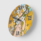 Alphonse Mucha - Lelie - Witte Grens Ronde Klok (Hoek)